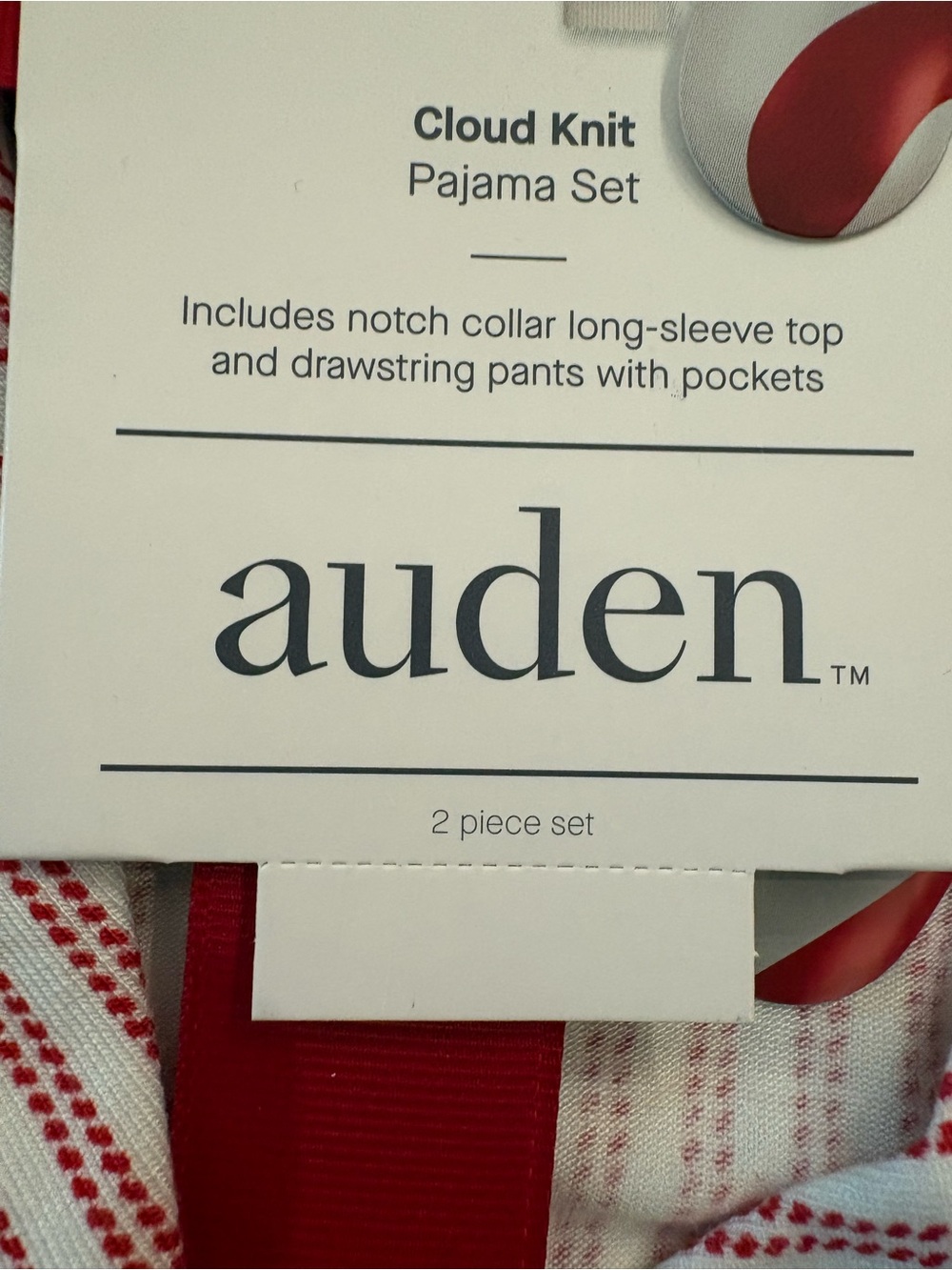 Auden Red & White Striped Cloud Knit Pajama Set with Candy-Cane Trim - Picture 3 of 5